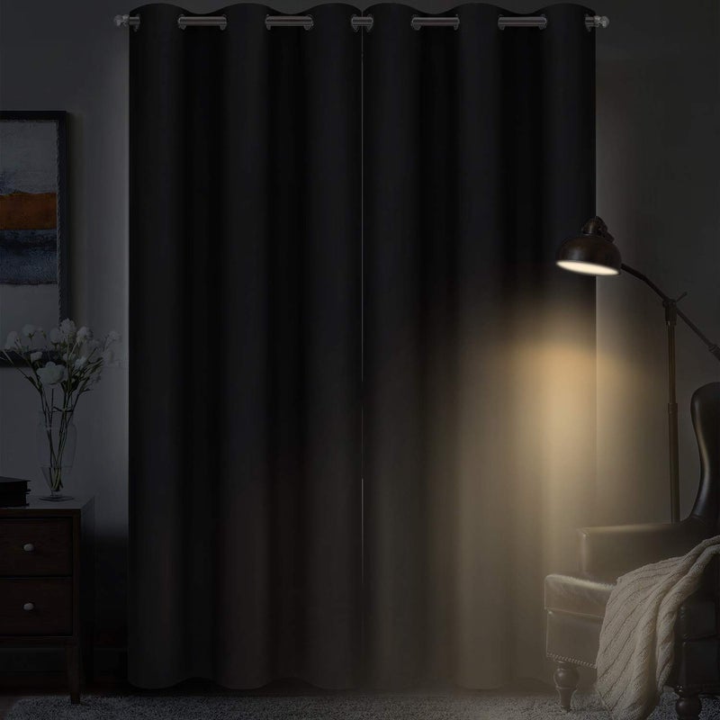 Diraysid Blackout Curtains for Bedroom Grommet Thermal Insulated Room Darkening Curtains (42 x 84 Inch, 2 Panels, Black) - Image 3